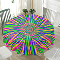 Vibrant Psychedelic Optical Illusion Waterproof Round Tablecloth