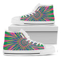 Vibrant Psychedelic Optical Illusion White High Top Sneakers