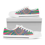 Vibrant Psychedelic Optical Illusion White Low Top Sneakers