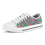 Vibrant Psychedelic Optical Illusion White Low Top Sneakers