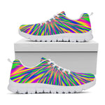 Vibrant Psychedelic Optical Illusion White Running Shoes