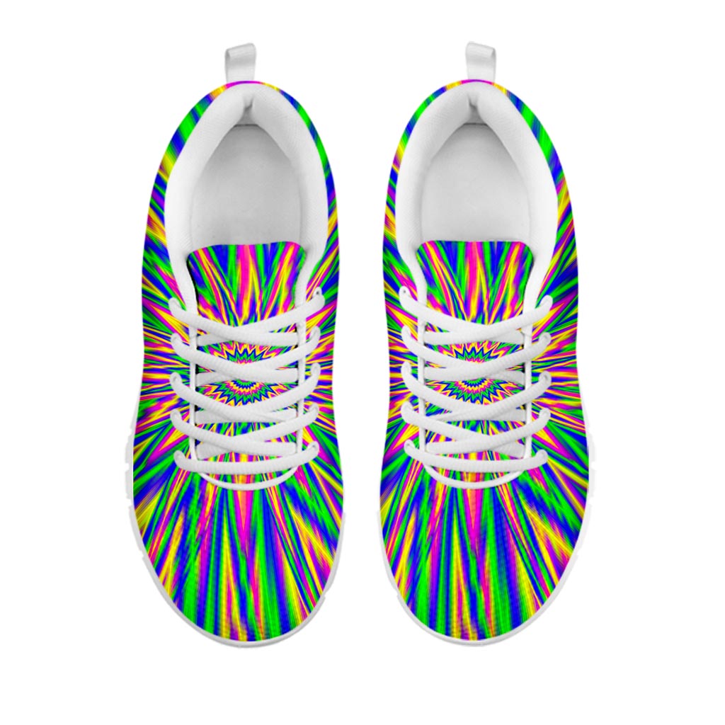 Vibrant Psychedelic Optical Illusion White Running Shoes