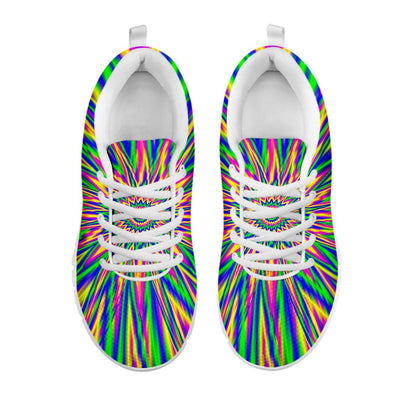 Vibrant Psychedelic Optical Illusion White Running Shoes