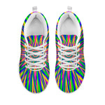Vibrant Psychedelic Optical Illusion White Running Shoes