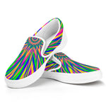 Vibrant Psychedelic Optical Illusion White Slip On Sneakers