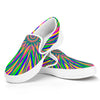 Vibrant Psychedelic Optical Illusion White Slip On Sneakers