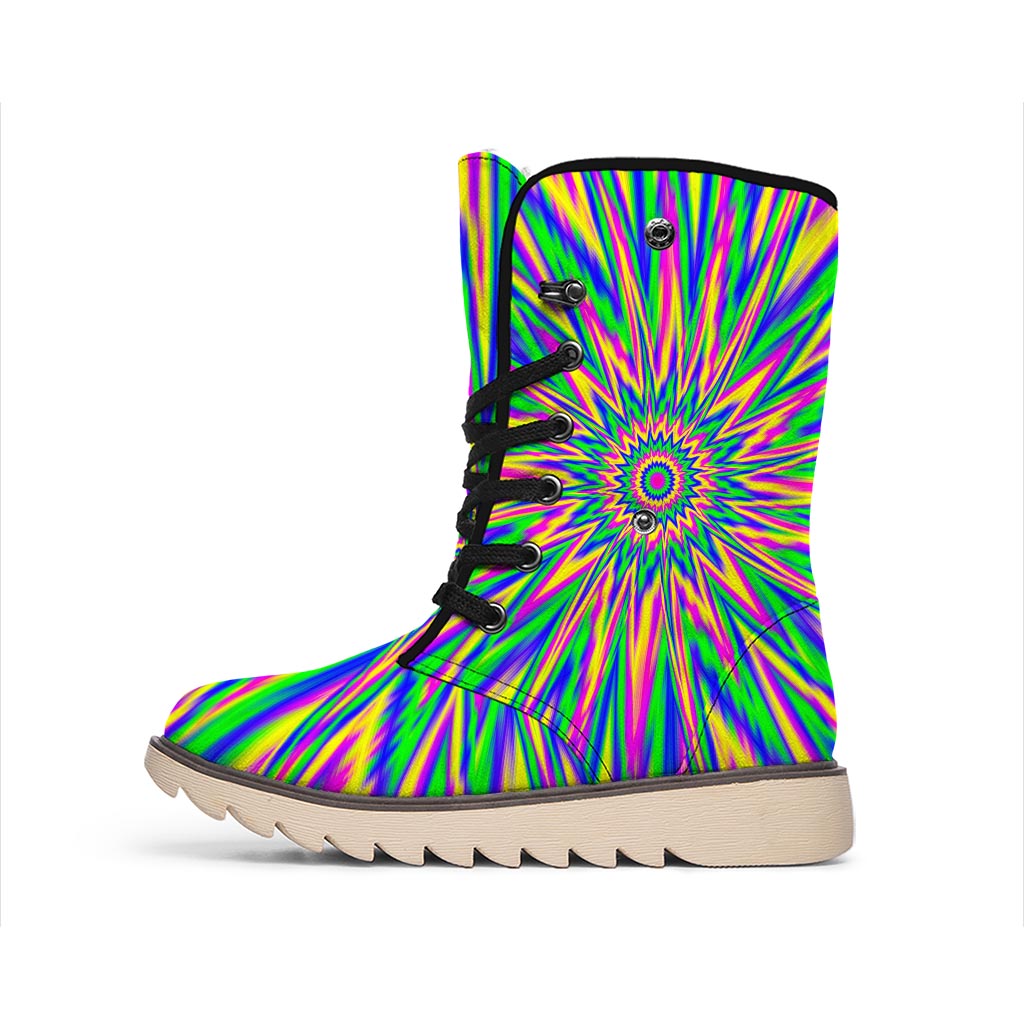 Vibrant Psychedelic Optical Illusion Winter Boots