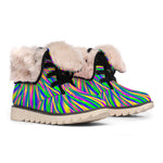 Vibrant Psychedelic Optical Illusion Winter Boots