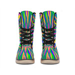 Vibrant Psychedelic Optical Illusion Winter Boots