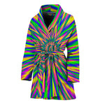Vibrant Psychedelic Optical Illusion Women's Bathrobe