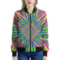 Vibrant Psychedelic Optical Illusion Women's Bomber Jacket