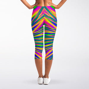 Vibrant Psychedelic Optical Illusion Women's Capri Leggings