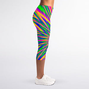 Vibrant Psychedelic Optical Illusion Women's Capri Leggings