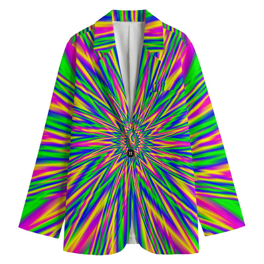 Vibrant Psychedelic Optical Illusion Women's Cotton Blazer