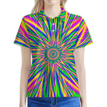 Vibrant Psychedelic Optical Illusion Women's Polo Shirt