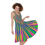 Vibrant Psychedelic Optical Illusion Women's Sleeveless Dress