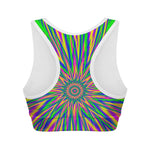 Vibrant Psychedelic Optical Illusion Women's Sports Bra