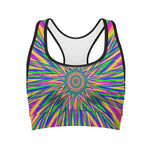 Vibrant Psychedelic Optical Illusion Women's Sports Bra