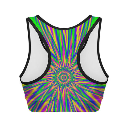 Vibrant Psychedelic Optical Illusion Women's Sports Bra