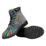 Vibrant Psychedelic Optical Illusion Work Boots