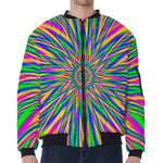 Vibrant Psychedelic Optical Illusion Zip Sleeve Bomber Jacket