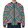 Vibrant Psychedelic Optical Illusion Zip Sleeve Bomber Jacket