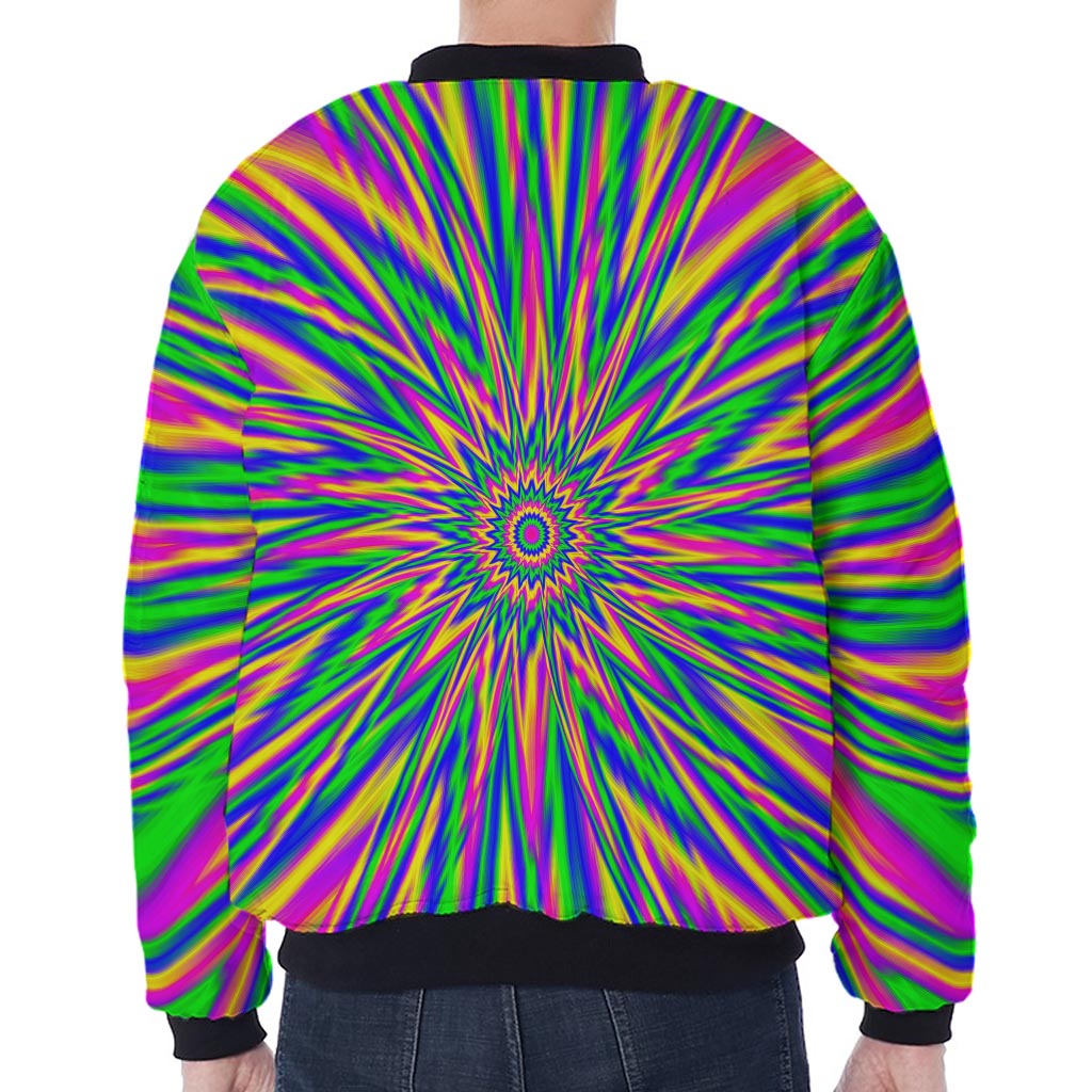 Vibrant Psychedelic Optical Illusion Zip Sleeve Bomber Jacket