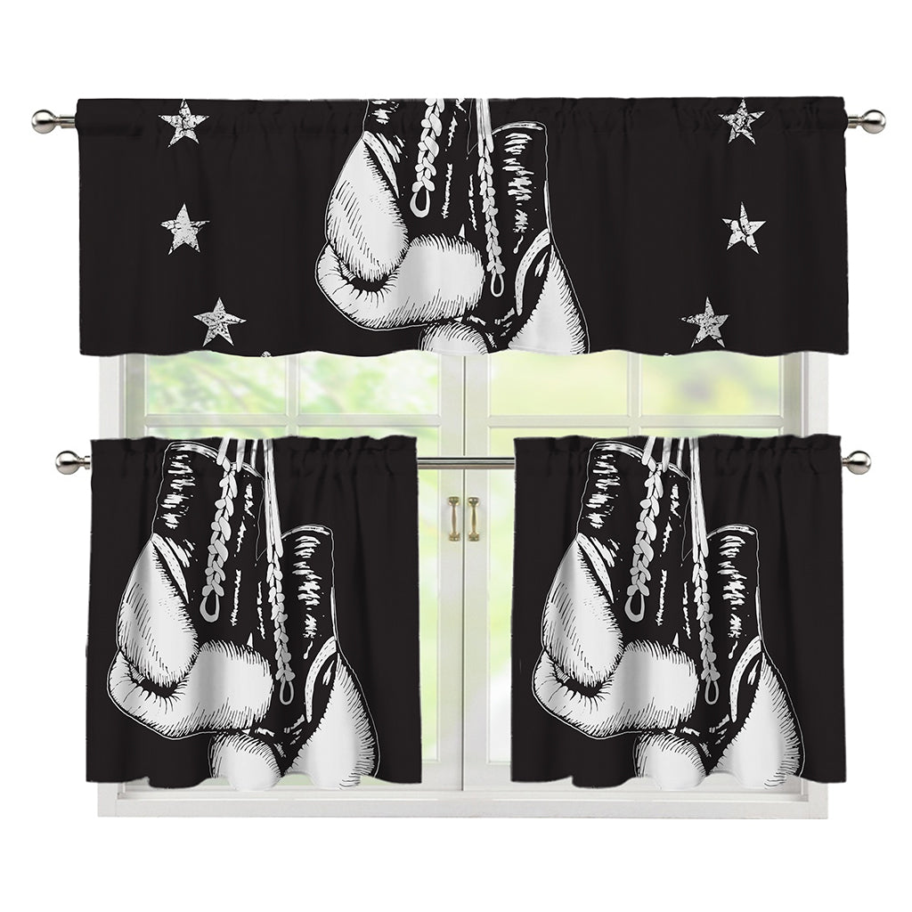 Victory King Of Boxing Print 3 Piece Kitchen Curtains