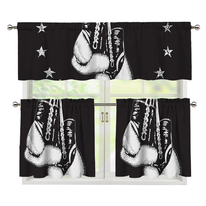 Victory King Of Boxing Print 3 Piece Kitchen Curtains
