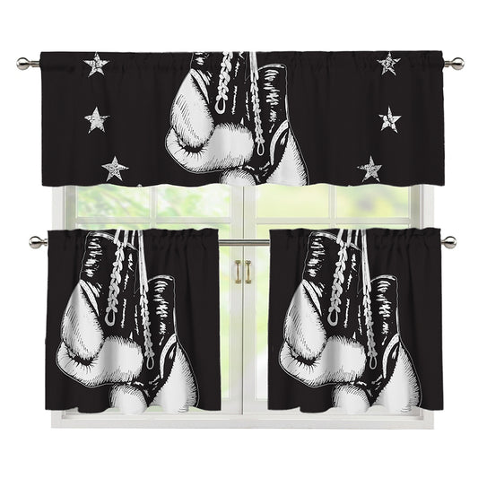 Victory King Of Boxing Print 3 Piece Kitchen Curtains