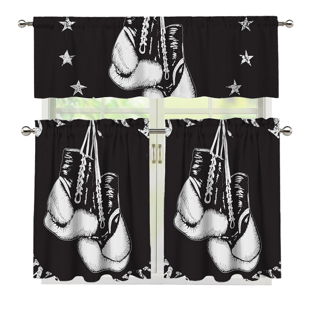 Victory King Of Boxing Print 3 Piece Kitchen Curtains