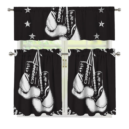 Victory King Of Boxing Print 3 Piece Kitchen Curtains