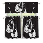 Victory King Of Boxing Print 3 Piece Kitchen Curtains