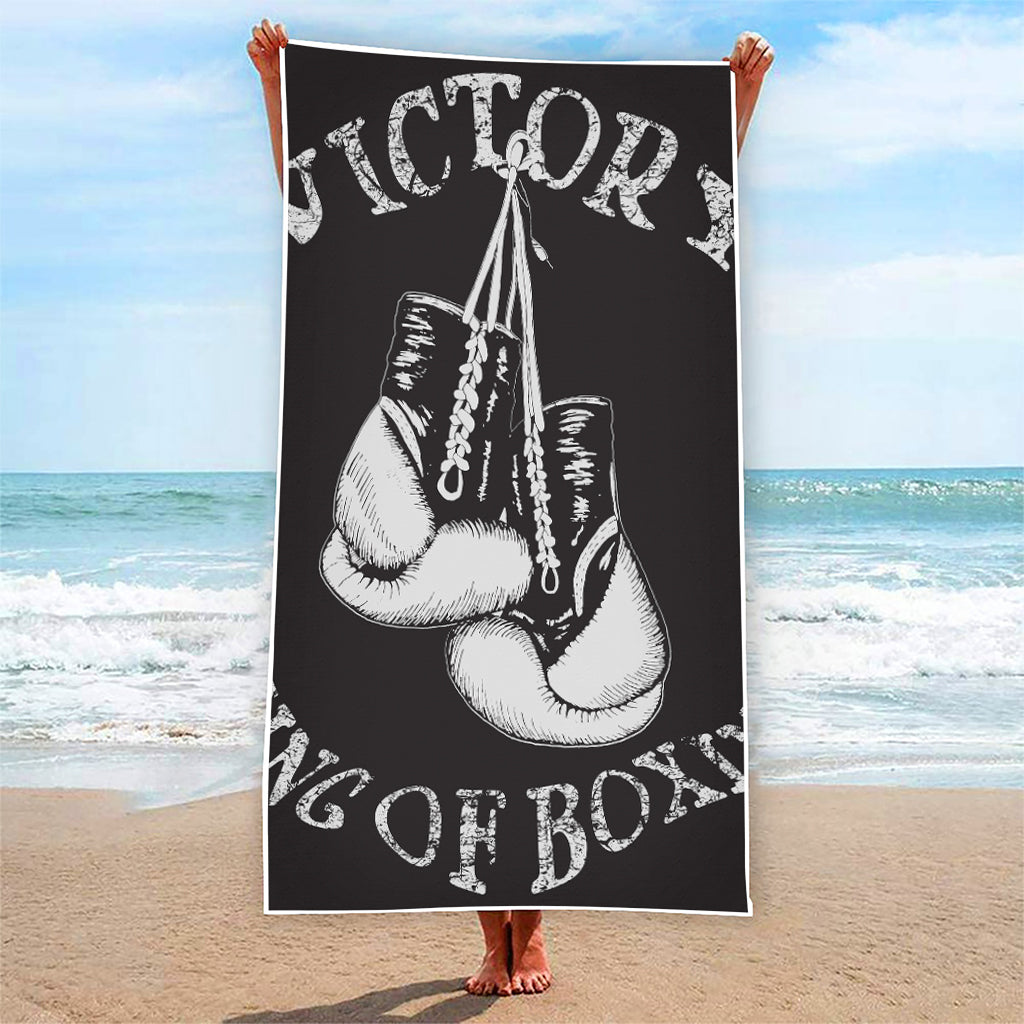Victory King Of Boxing Print Beach Towel