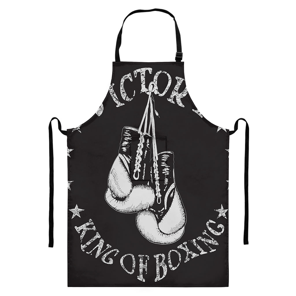 Victory King Of Boxing Print Bib Apron With Pocket