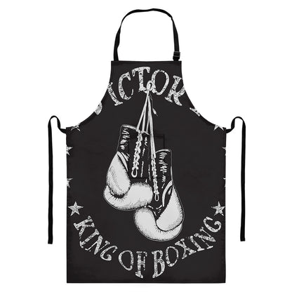 Victory King Of Boxing Print Bib Apron With Pocket