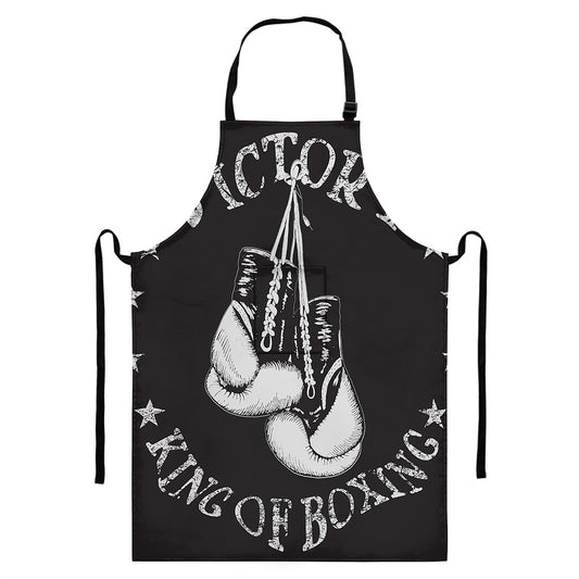 Victory King Of Boxing Print Bib Apron With Pocket