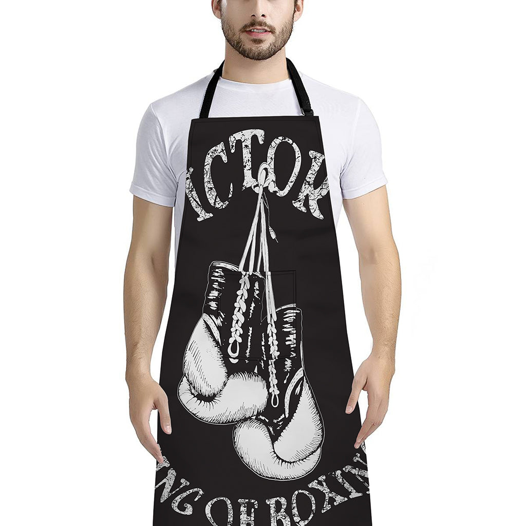 Victory King Of Boxing Print Bib Apron With Pocket