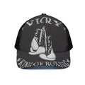 Victory King Of Boxing Print Black Mesh Trucker Hat