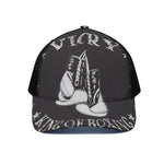 Victory King Of Boxing Print Black Mesh Trucker Cap