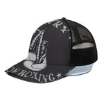 Victory King Of Boxing Print Black Mesh Trucker Cap