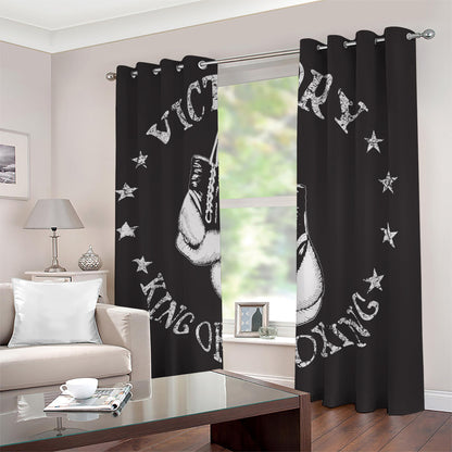 Victory King Of Boxing Print Blackout Grommet Curtains