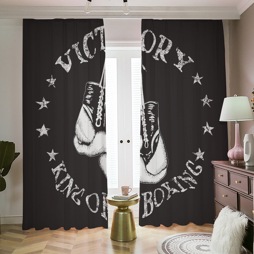 Victory King Of Boxing Print Blackout Pencil Pleat Curtains
