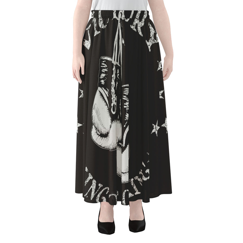 Victory King Of Boxing Print Chiffon Maxi Skirt