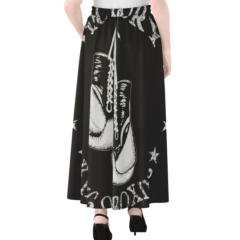 Victory King Of Boxing Print Chiffon Maxi Skirt