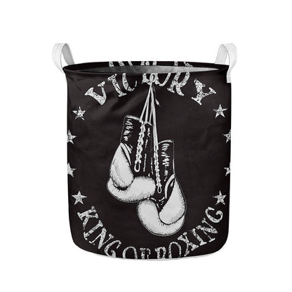 Victory King Of Boxing Print Collapsible Laundry Basket