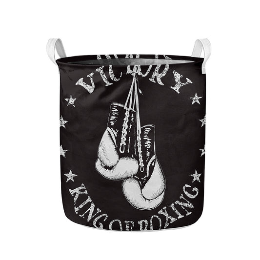 Victory King Of Boxing Print Collapsible Laundry Basket