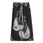 Victory King Of Boxing Print Cotton Front Slit Maxi Skirt