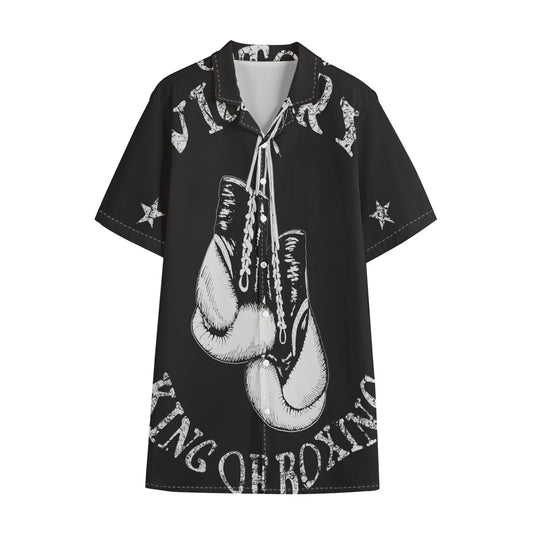 Victory King Of Boxing Print Cotton Hawaiian Shirt