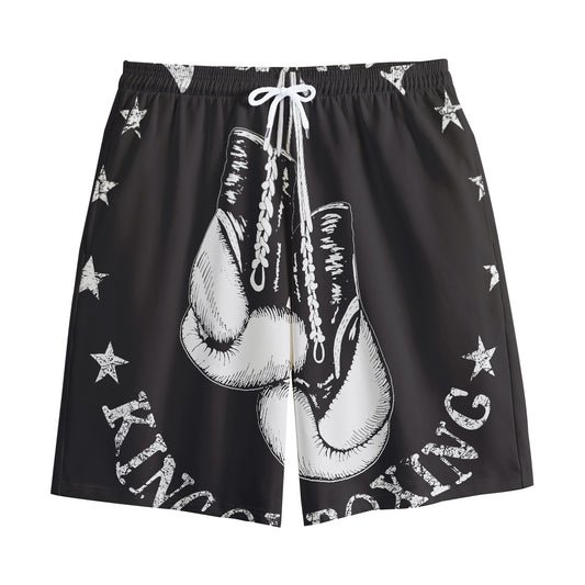 Victory King Of Boxing Print Cotton Shorts